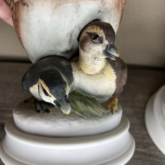 Set Of 2 Wood Duck By Andrea Collectible Bird Figurines 9" Tall Male Mom Babies - Picture 9 of 9